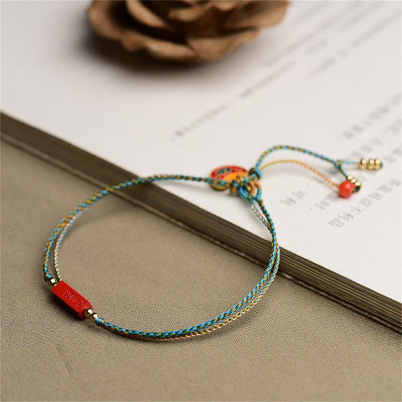 KarmaRipple's Handmade Cinnabar As one'shes Blessing Braid Double Layer Bracelet p6