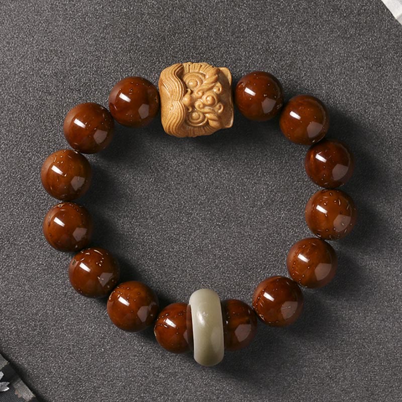 KarmaRipple's Purple Bodhi Seed Dancing Lion Wisdom Bracelet p14