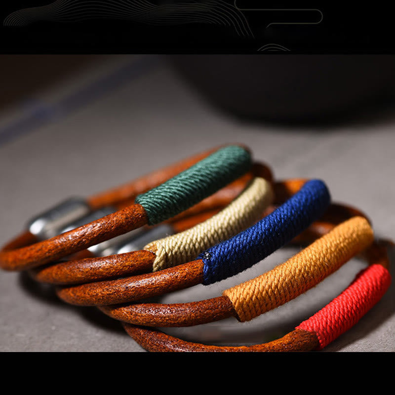 KarmaRipple's Tibetan Leather Handmade Five Elements Fortune Braid String Buckle Bracelet p16