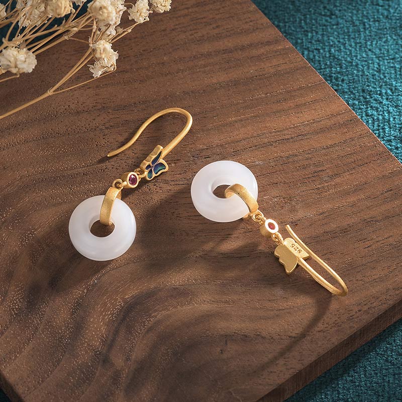 KarmaRipple's FengShui Ivory Jade Butterfly Fortune Earrings p5