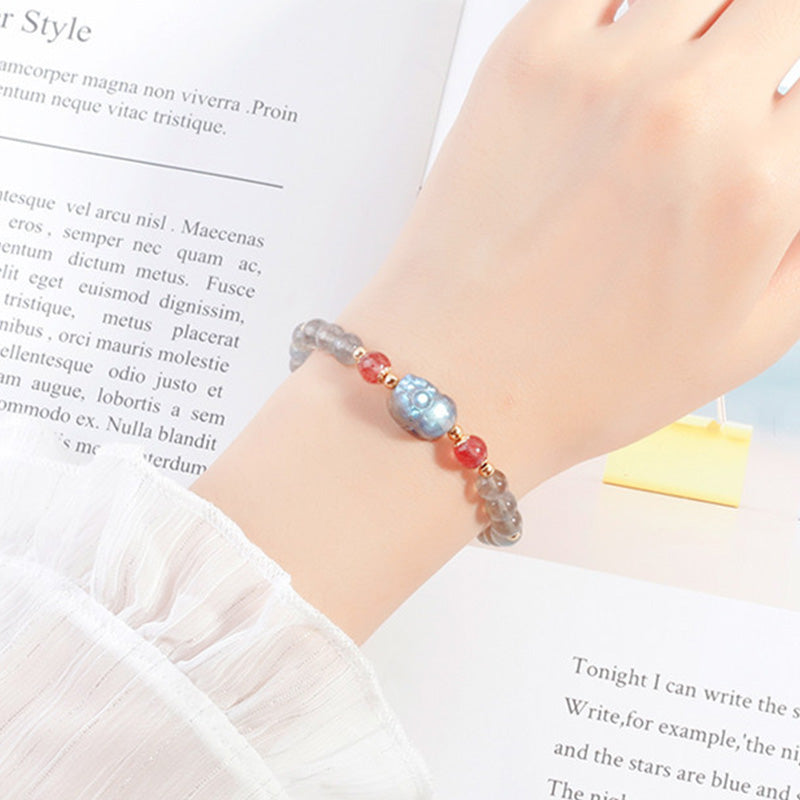 KarmaRipple's Moonstone Strawberry Quartz PiXiu Balancing Bracelet p3