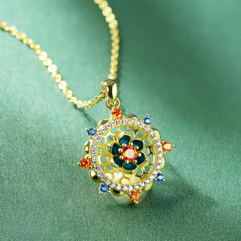 KarmaRipple's 925 Sterling Silver Lotus Flower Colorful Zircon New Beginning Pendant Necklace p2