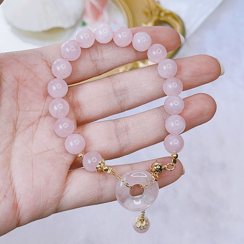 KarmaRipple's Authentic Pink Gemstone Peace Buckle Love Talisman Bracelet p6