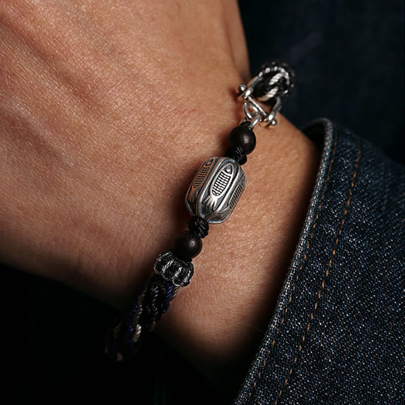KarmaRipple's 925 Sterling Silver Koi Fish Wealth Reincarnation Weave Braid String Bracelet p5