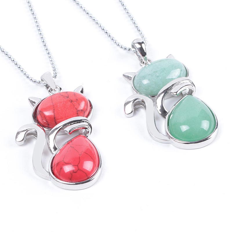 KarmaRipple's Cat Pattern Authentic Gemstone Protection Pendant Necklace p24