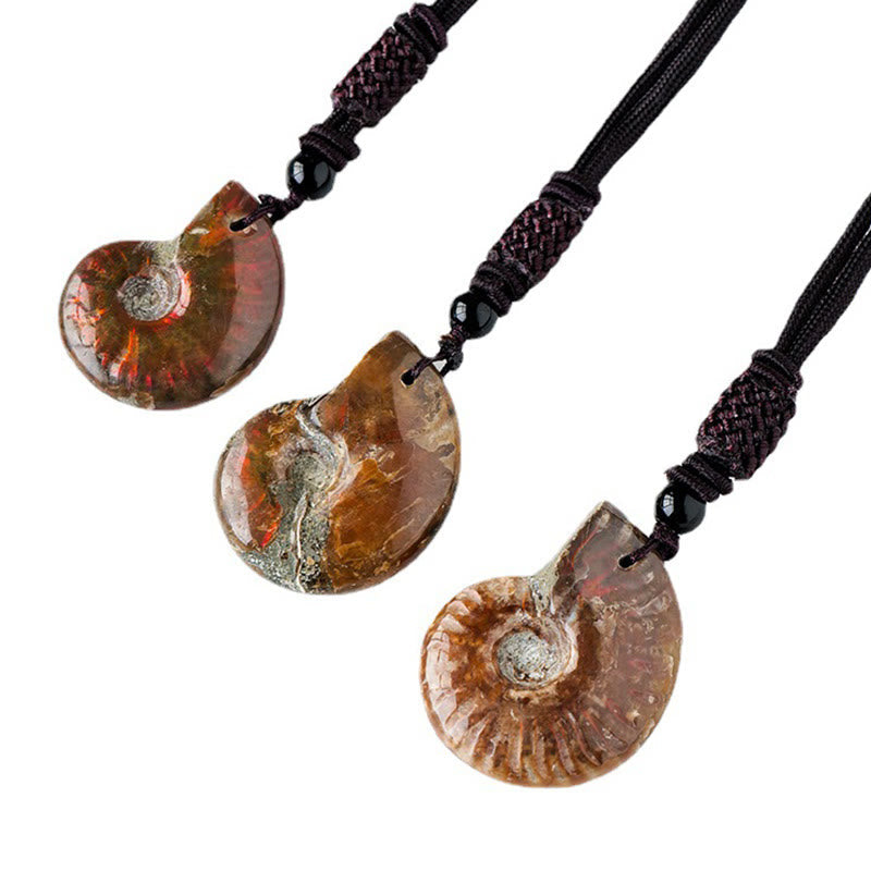 KarmaRipple's Authentic Ammonite Fossil Snail Pattern Meditation Balancing Pendant Necklace p7