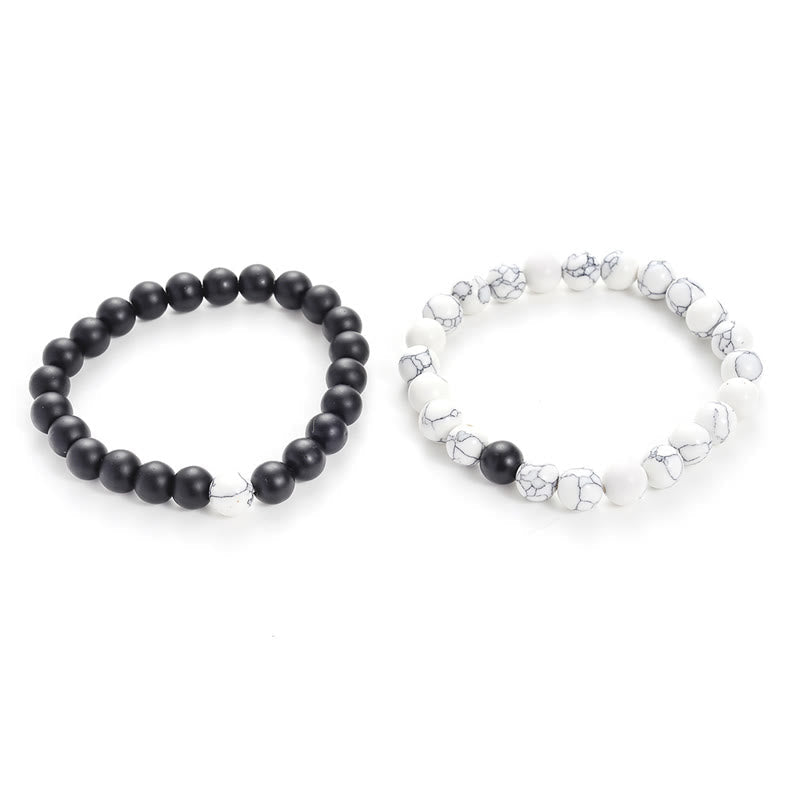 KarmaRipple's 2pcs Authentic Frosted Stone Ivory Turquoise Bead Pair Bracelet p6