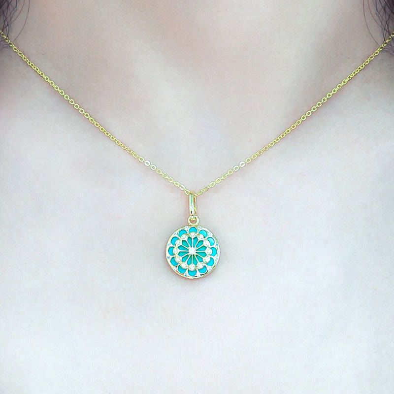 KarmaRipple's 925 Sterling Silver Round Turquoise Zircon Protection Strength Pendant Necklace p6