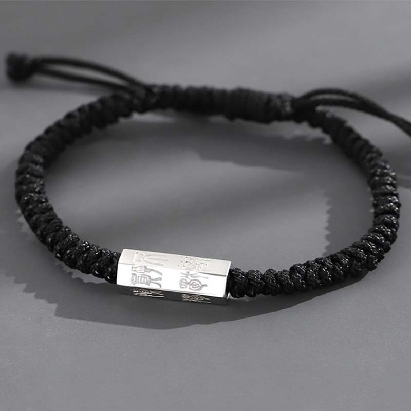 KarmaRipple's 925 Sterling Silver Letter Engraving Blessing String Bracelet p15
