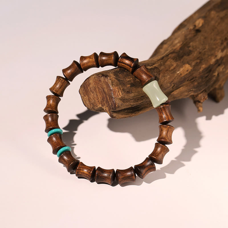 KarmaRipple's Rosewood Auspicious Clouds Totem Fu Character Bamboo Pattern Warmth Bracelet p19