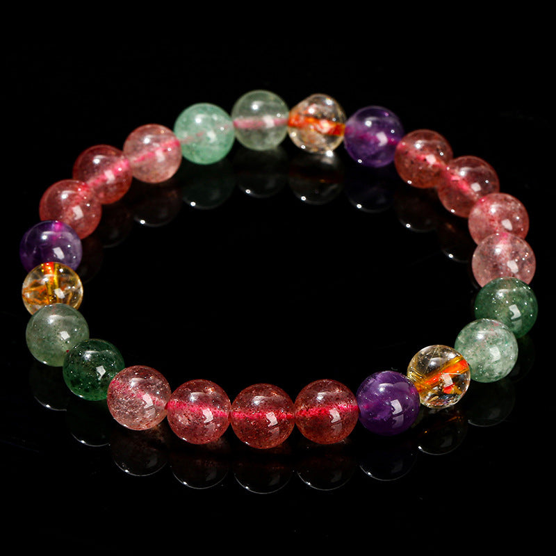 KarmaRipple's Authentic Multicolored Strawberry Quartz Love Balancing Beaded Bracelet p4