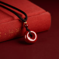 KarmaRipple's Cinnabar Peace Buckle Calm Blessing Pendant Necklace