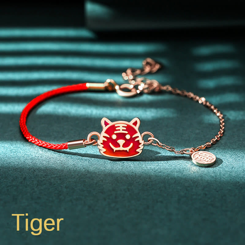 KarmaRipple's 925 Sterling Silver Color-changing Chinese Zodiac Fortune Protection Red String Chain Bracelet p37