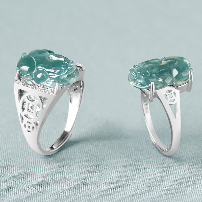 KarmaRipple's 925 Sterling Silver Fengshui Wealth Prosperity Jade PiXiu Fortune Ring p4