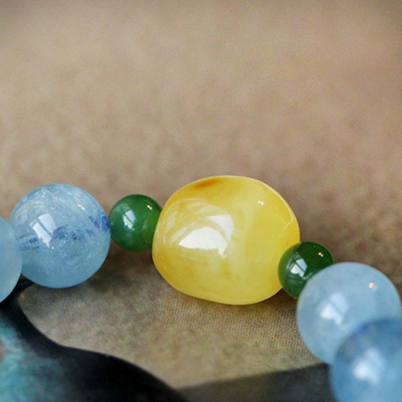 KarmaRipple's Authentic Aquamarine Amber Beadwork Serenity Balancing Bracelet p11