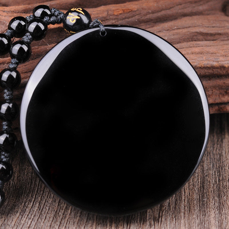 KarmaRipple's Bagua Dragon Phoenix Obsidian Fulfilment Necklace Pendant p4