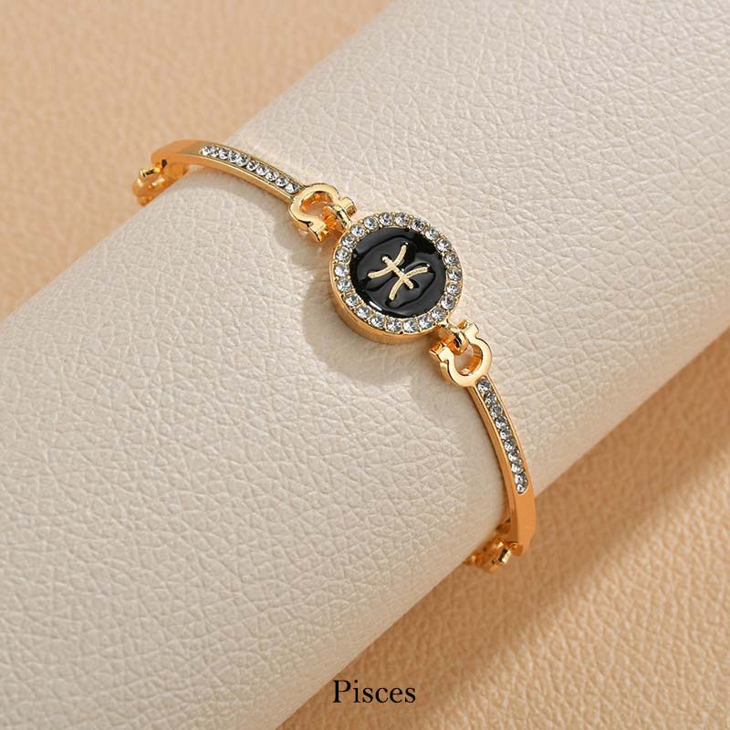 KarmaRipple's 12 Constellations of the Zodiac Rhinestone Chain Adjustable Bracelet ( p5