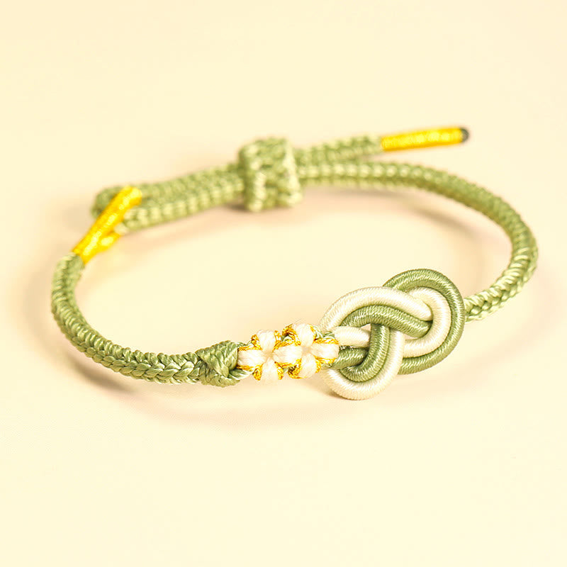 KarmaRipple's Handcrafted Eight Thread Peace Weave Peach Blossom Weave Fortune Connection Bracelet p1