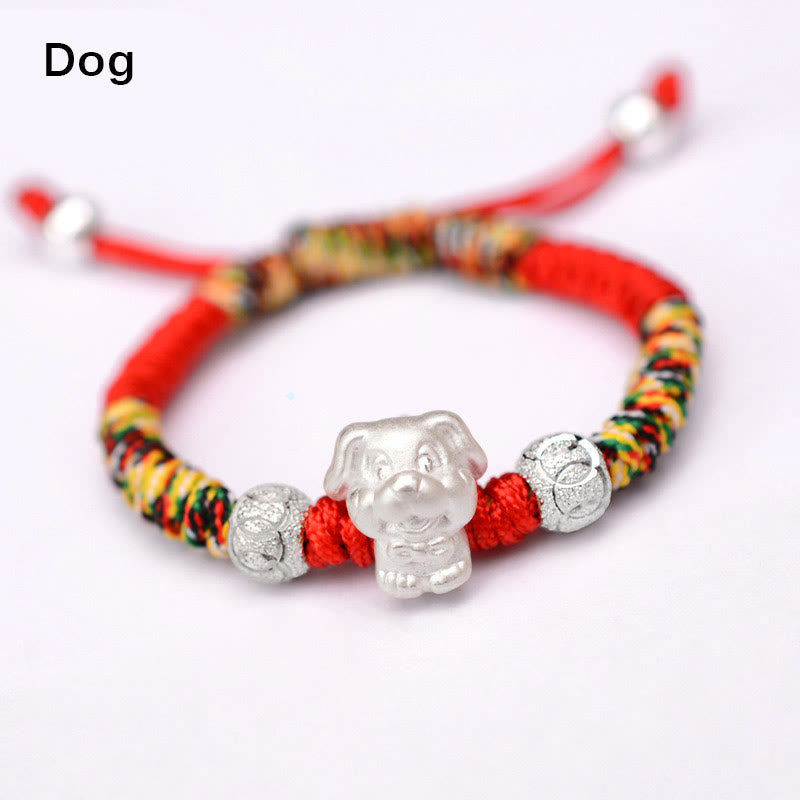 KarmaRipple's 999 Sterling Silver Chinese Zodiac Red Rope Fortune Handcrafted Kids Bracelet p45