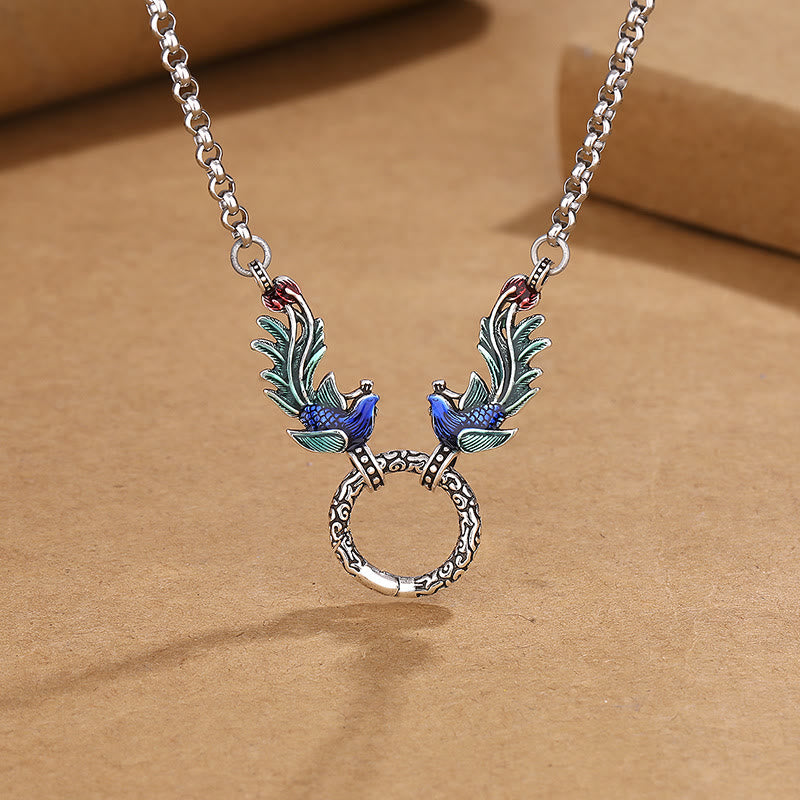 KarmaRipple's Phoenix Lotus Flower Fortune Protection Pendant Necklace p1
