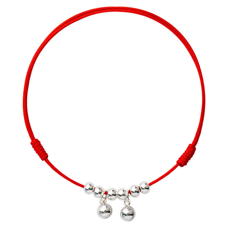 KarmaRipple's 925 Sterling Silver Red String Braid Bell Talisman Anklet p14