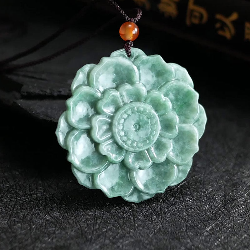 KarmaRipple's Lotus Pattern Jade Fortune Prosperity Pendant Necklace p6