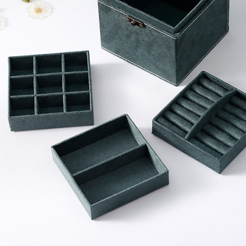 KarmaRipple's Jewelry Box Organizer Three-Layer Jewelry Storage Box Flannel Gift Box p6