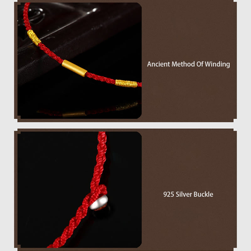 KarmaRipple's 999 Gold Bead Handmade Four Thread Wishful Knots Woven Protection Bracelet p11
