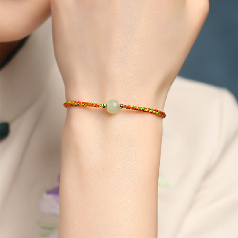 KarmaRipple's Colorful Rope Fortune Jade Bead Abundance Bracelet p4
