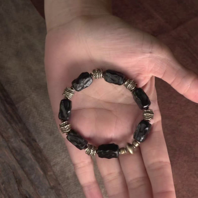 KarmaRipple's Tibetan Ebony Wood Bronze Calm Peace Bracelet p10