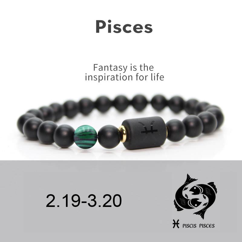 KarmaRipple's 12 Constellations of the Zodiac Black Onyx Adjustable Bracelet p28