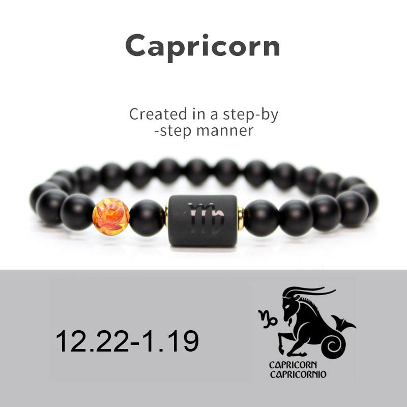 KarmaRipple's 12 Constellations of the Zodiac Black Onyx Adjustable Bracelet p26