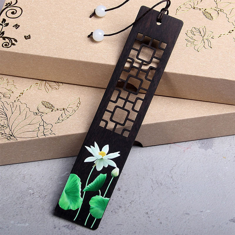 KarmaRipple's Green Lotus Bamboo Oriole Ebony Wood Bookmarks With Gift Box p14