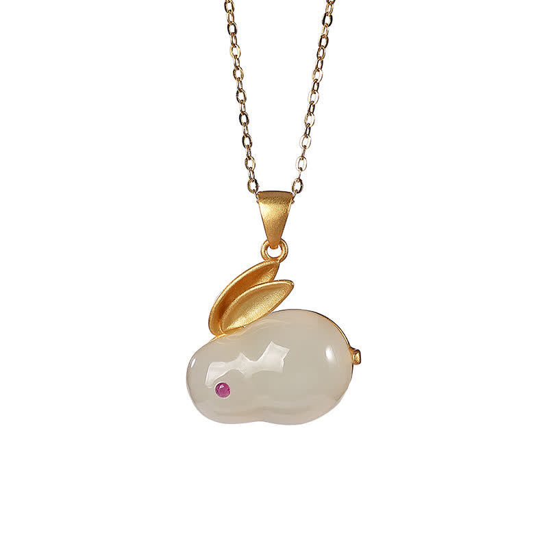 KarmaRipple's 925 Sterling Silver Year of the Rabbit Hetian Jade Fortune Ring Earrings Pendant Necklace p12
