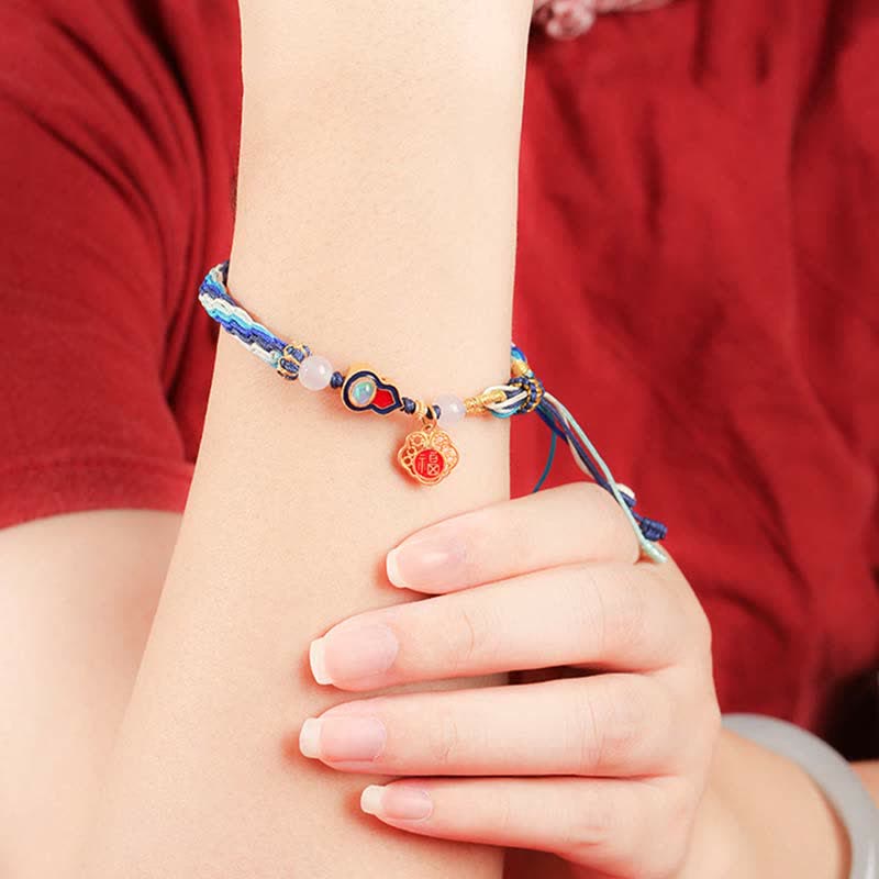 KarmaRipple's 925 Sterling Silver Handmade Gourd Blessing String Reincarnation Weave Bracelet p4