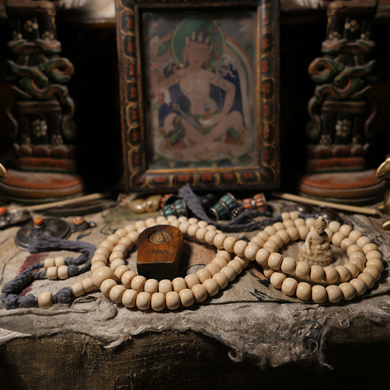 KarmaRipple's 108 Mala Beadwork Abelia Biflora Wood Warding Off Evil Spirits Wrist Mala p6