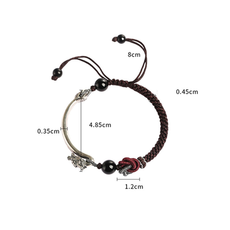 KarmaRipple's 925 Sterling Silver Auspicious Dragon Success Handcrafted Woven Bracelet p12