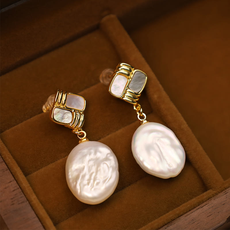 KarmaRipple's 925 Sterling Silver Posts Bronze Plated Gold Authentic Baroque Pearl Balancing Drop Earrings p13