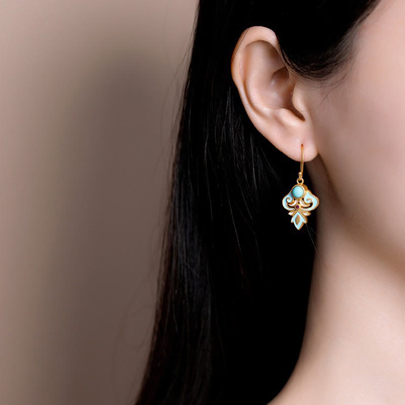 KarmaRipple's Bronze Enamel Turquoise Positive Drop Earrings p6
