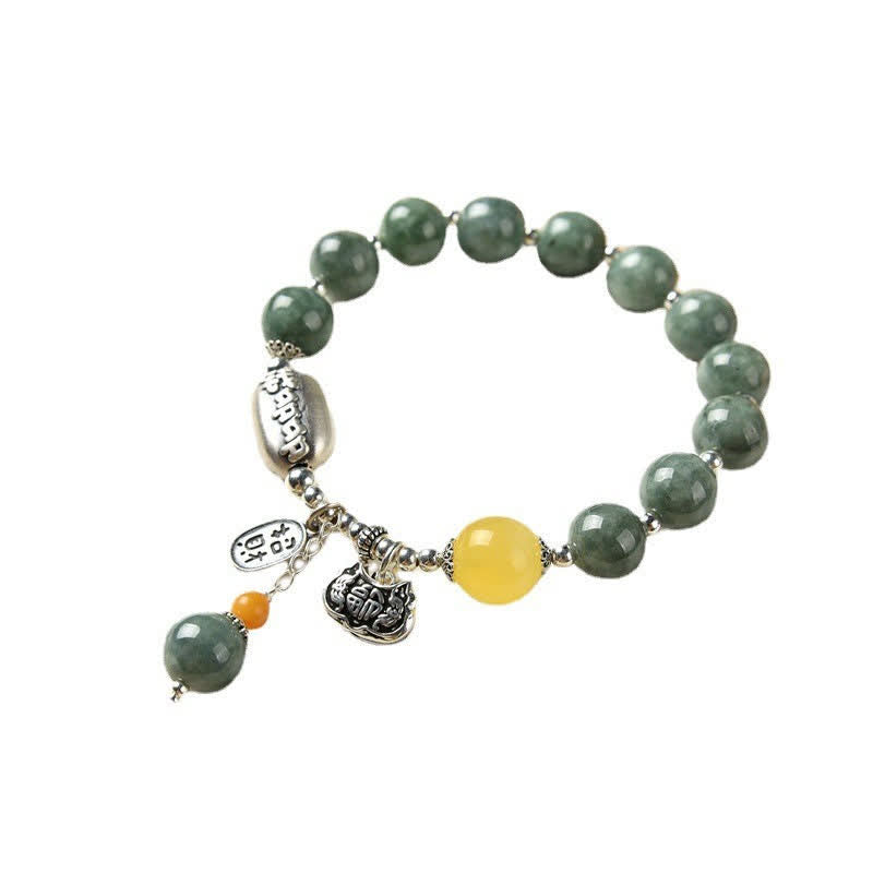 KarmaRipple's 925 Sterling Silver Cyan Jade Amber Success Bracelet p10