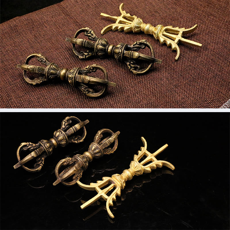 KarmaRipple's Handmade Nepal Five Prong Three Prong Vajra Dorje Strength Bronze Decoration p17