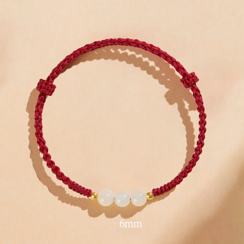 KarmaRipple's Handcrafted Round Jade Fortunate Bead Prosperity Woven Bracelet p35