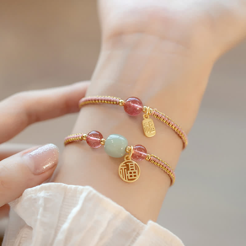 KarmaRipple's Red Agate Jade Lotus Confidence Calm String Bracelet p20