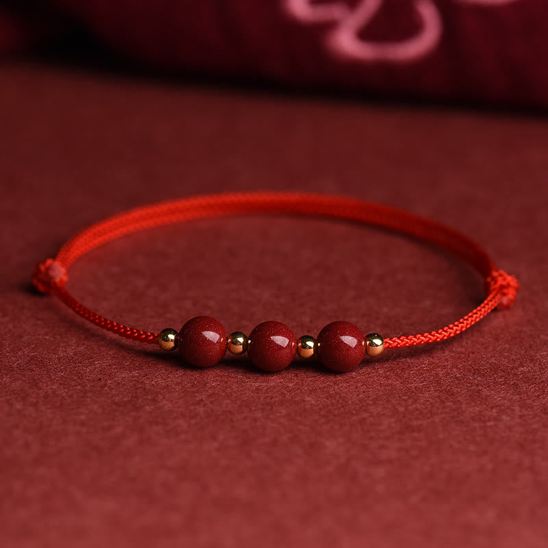KarmaRipple's Authentic Fortunate Cinnabar Bead Blessing String Bracelet Anklet p39