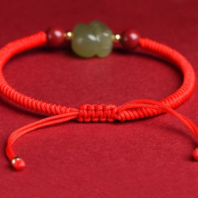 KarmaRipple's Year of the Rabbit Hetian Jade Bunny Cinnabar Beaded Abundance String Bracelet p8