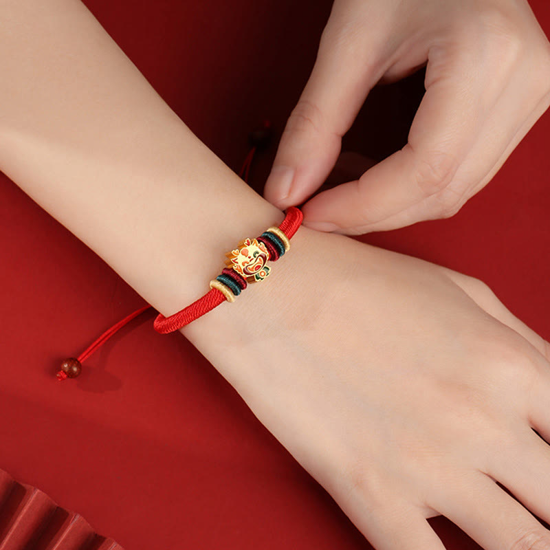 KarmaRipple's Handmade 925 Sterling Silver Year of the Dragon Cute Chinese Zodiac Fortune Woven Red Bracelet p14