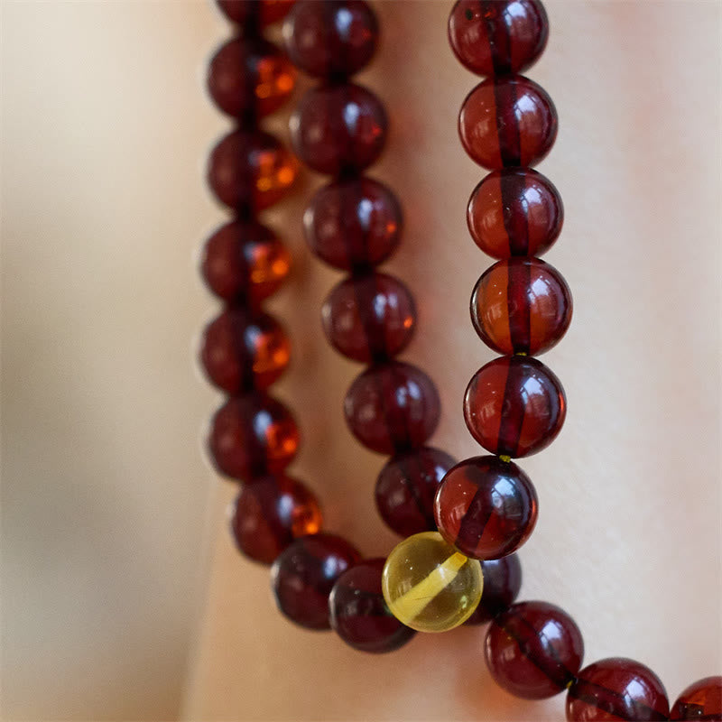 KarmaRipple's Authentic 108 Mala Beadwork Amber Clear Anxiety Bracelet p4