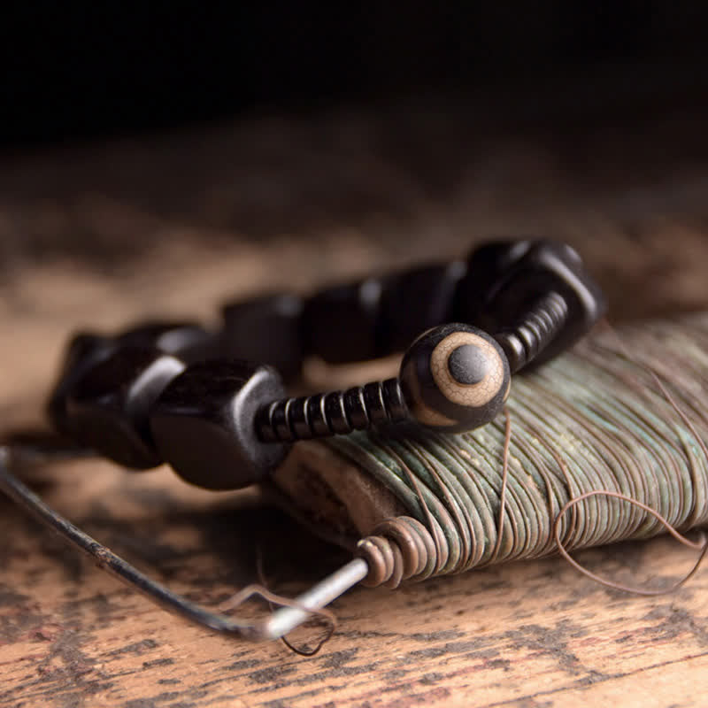 KarmaRipple's Tibetan Ebony Wood Dzi Bead Strength Bracelet p6
