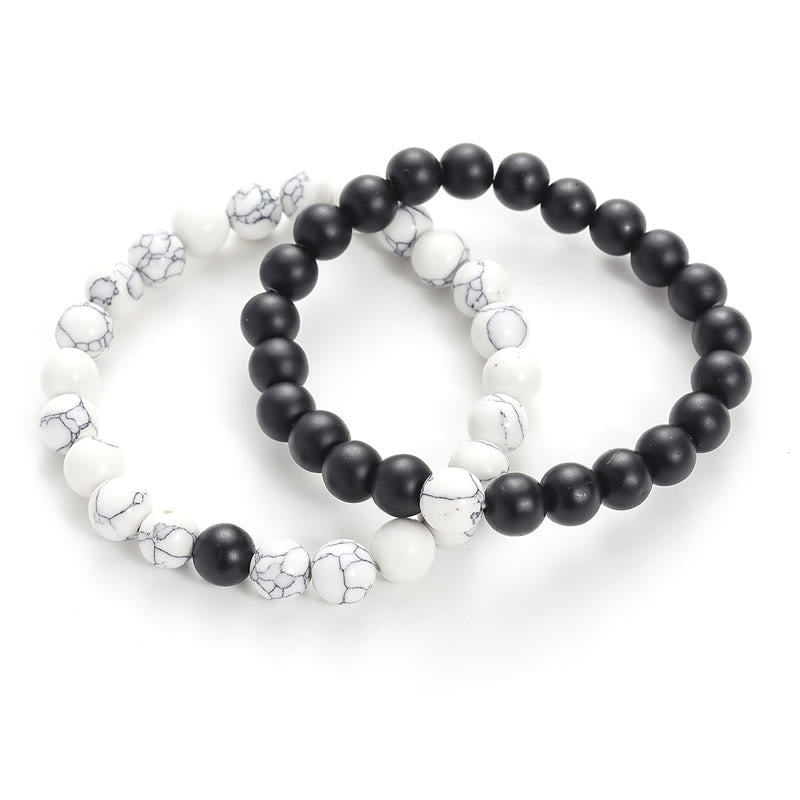 KarmaRipple's 2pcs Authentic Frosted Stone Ivory Turquoise Bead Pair Bracelet p2