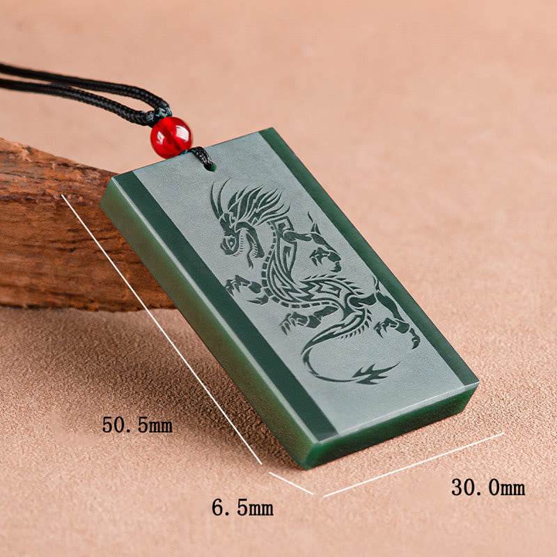 KarmaRipple's Hetian Cyan Jade Dragon Engraved Success Pendant Necklace p9